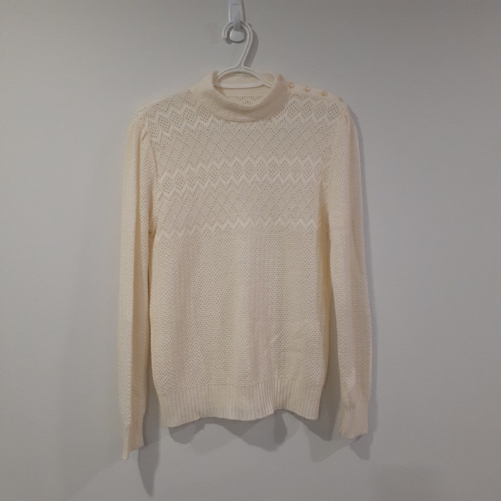 Vintage Romantic Lightweight Semi Sheer Mock neck Sweater